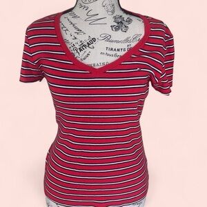 Striped Red and Black Women's Top